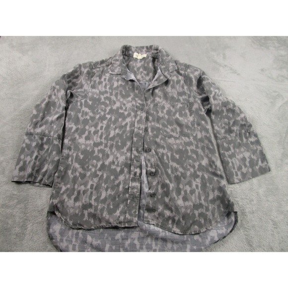 Cloth And Stone Top Womens Medium Gray Button Up Casual Preppy - Picture 1 of 8